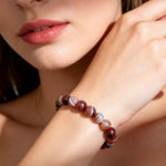 Pulseira de Ágata Botswana com Contas de Pedra Natural