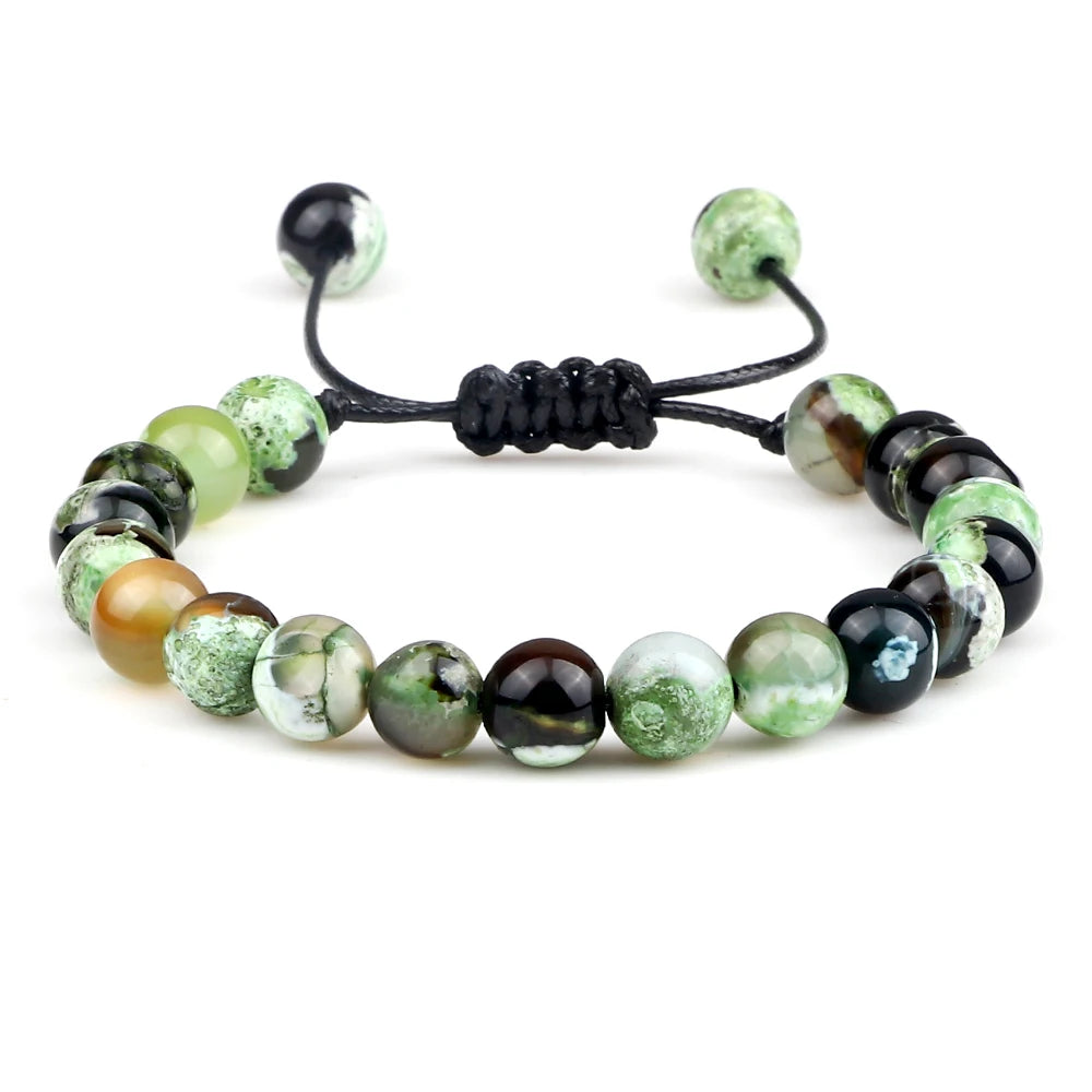 Pulseira Ajustável de Pedras Naturais 8mm – Ágata, Olho de Tigre e Mais Cores – Unissex
