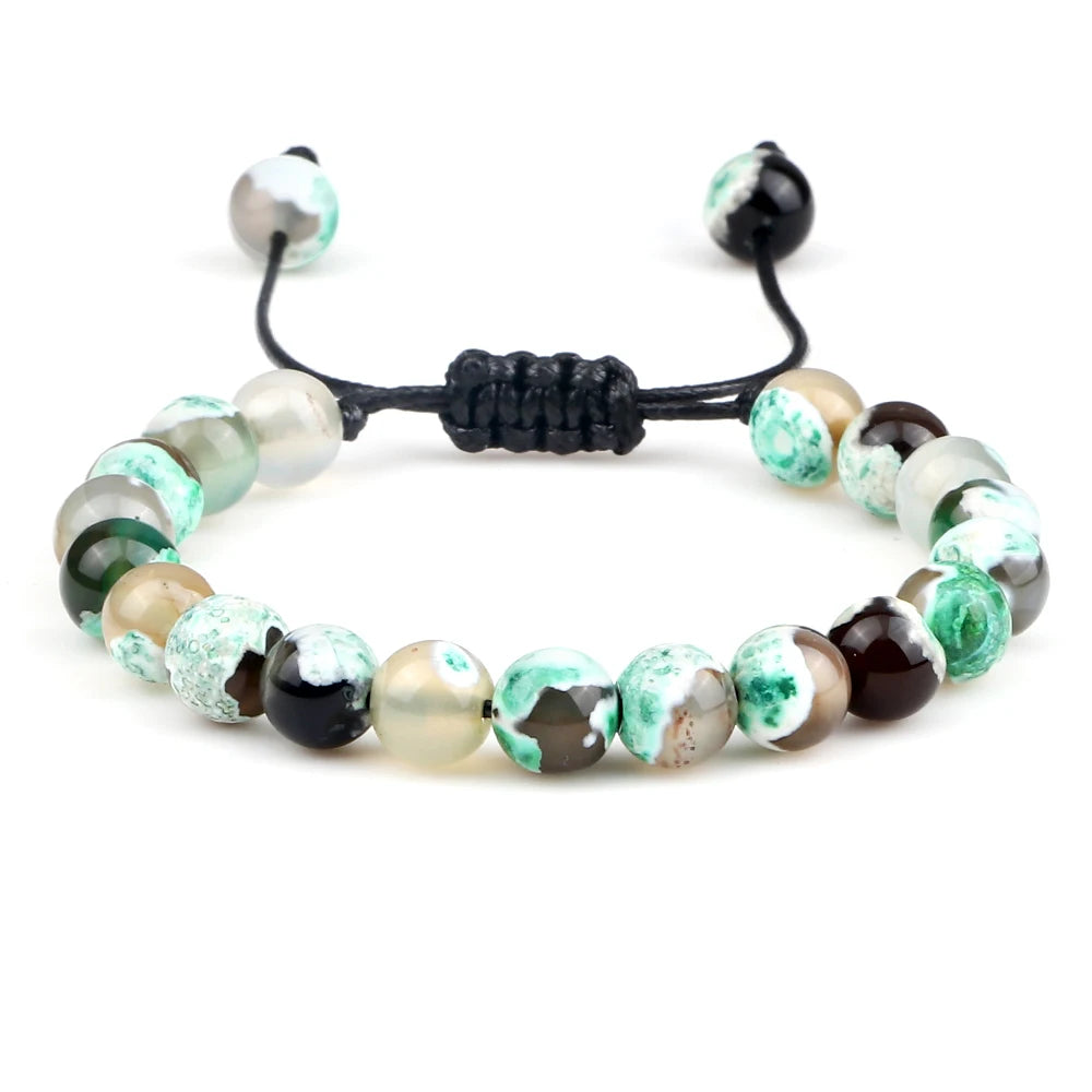Pulseira Ajustável de Pedras Naturais 8mm – Ágata, Olho de Tigre e Mais Cores – Unissex