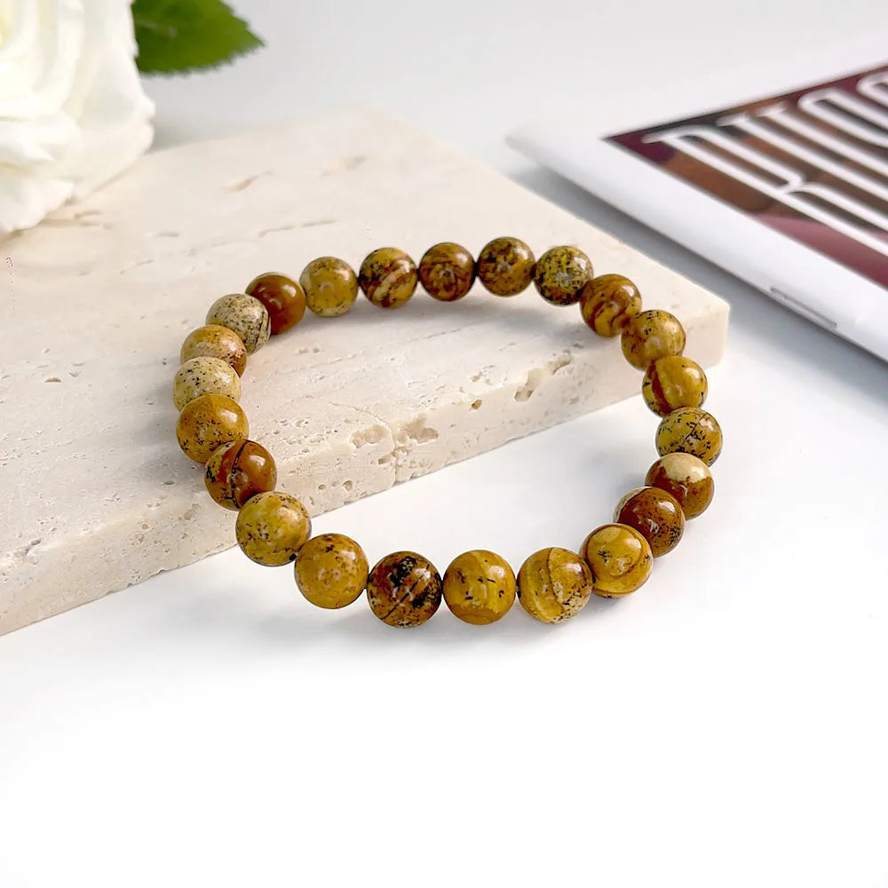Pulseira Elegante de Pedra Natural 6mm – Modelo Unissex