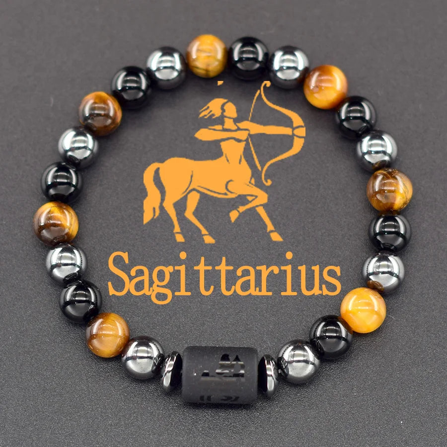 Pulseira dos Signos com Hematita e Olho-de-Tigre – 12 Signos
