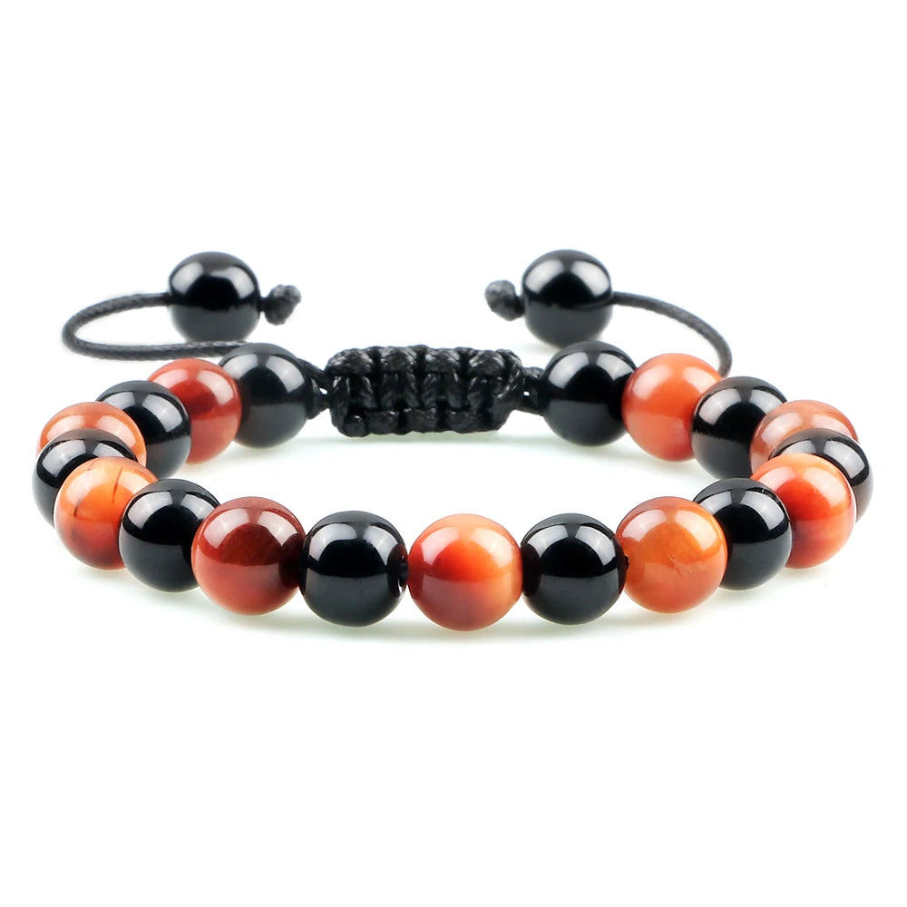 Pulseira Ajustável de Pedras Naturais 8mm – Ágata, Olho de Tigre e Mais Cores – Unissex