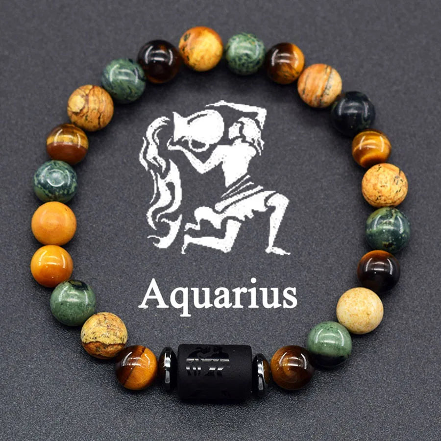 Pulseira dos Signos com Pedras Naturais Coloridas – 12 Signos