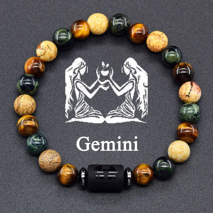 Pulseira dos Signos com Pedras Naturais Coloridas – 12 Signos