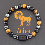 Pulseira dos Signos com Hematita e Olho-de-Tigre – 12 Signos