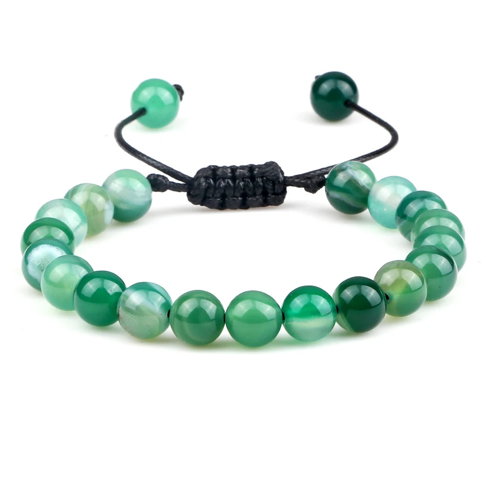 Pulseira Ajustável de Pedras Naturais 8mm – Ágata, Olho de Tigre e Mais Cores – Unissex
