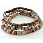 Conjunto de Pulseiras Masculinas de Turquesa e Madeira – Estilo Boho