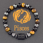 Pulseira dos Signos com Hematita e Olho-de-Tigre – 12 Signos