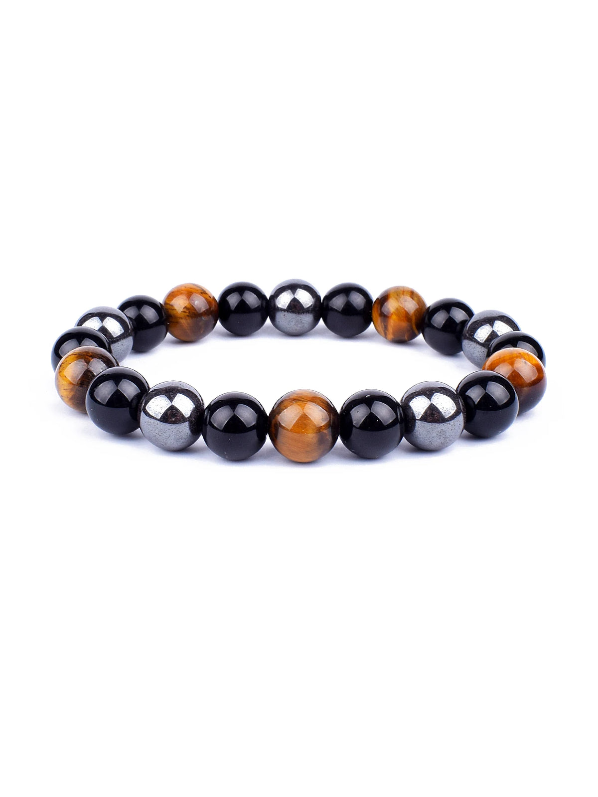 Pulseira Tripla Proteção com olho de tigre, obsidiana e pirita 6mm - foto 2