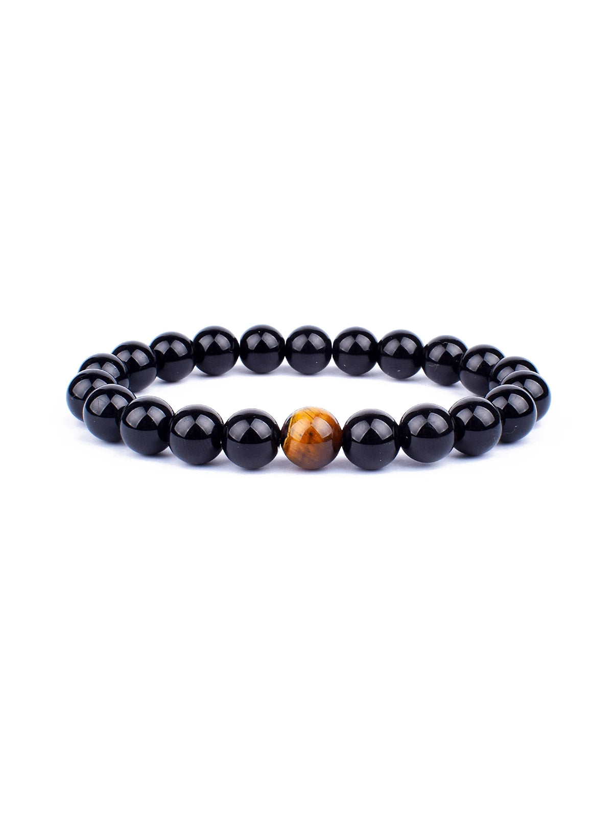 Pulseira de Olho de Tigre, Obsidiana e Pirita em Pedras Naturais 6mm