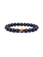 Pulseira de Olho de Tigre, Obsidiana e Pirita em Pedras Naturais 6mm