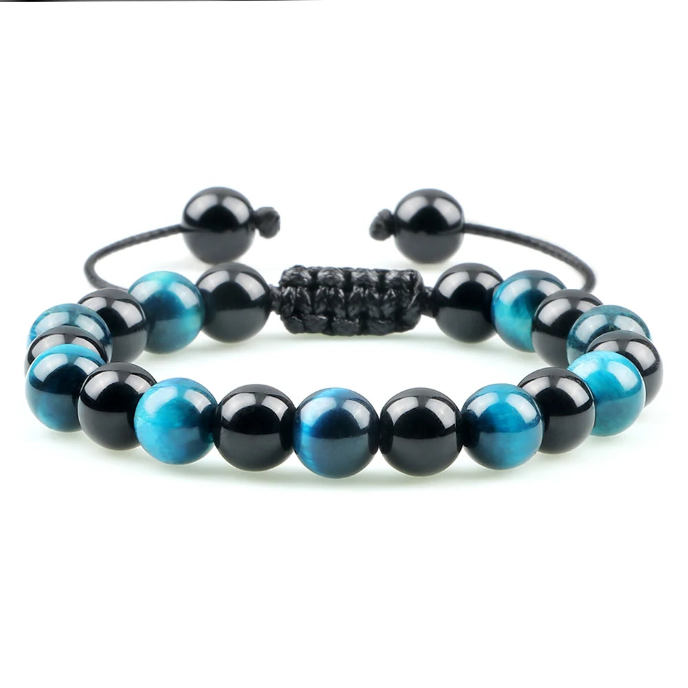 Pulseira Ajustável de Pedras Naturais 8mm – Ágata, Olho de Tigre e Mais Cores – Unissex