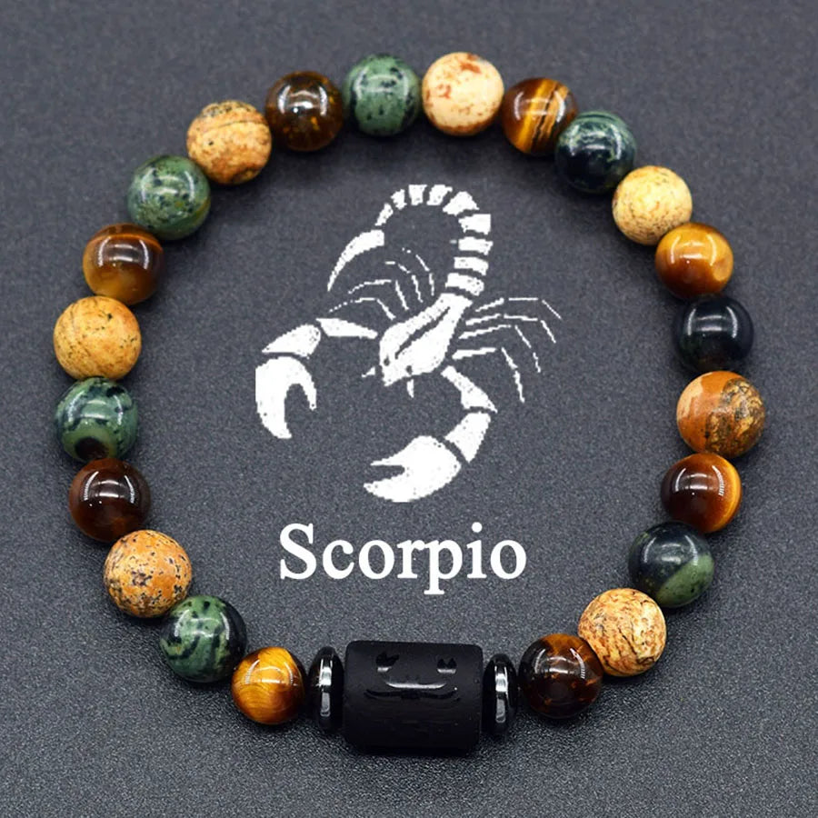 Pulseira dos Signos com Pedras Naturais Coloridas – 12 Signos