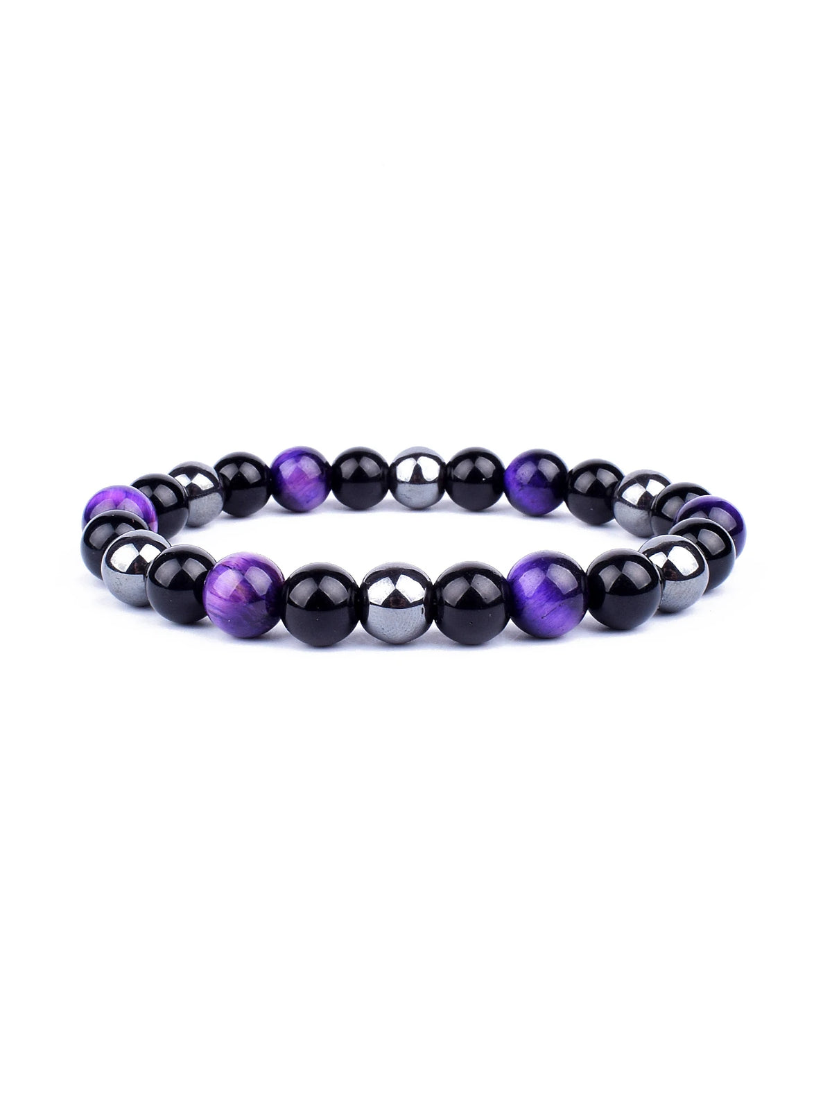 Pulseira Tripla Proteção com olho de tigre, obsidiana e pirita 6mm - foto 7