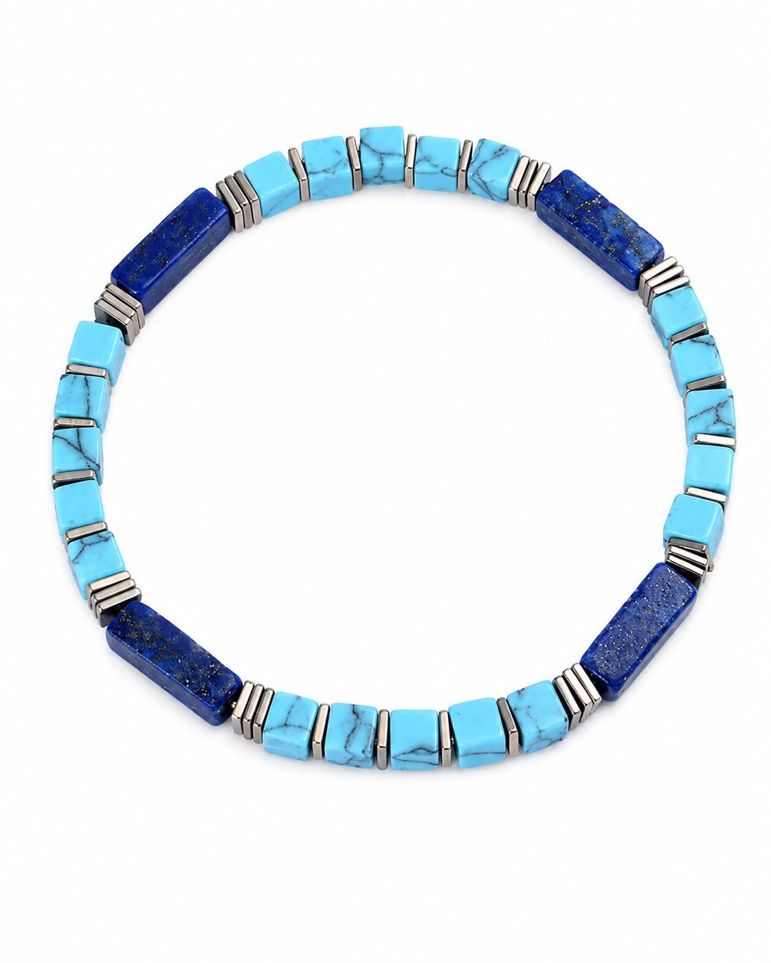 Pulseira Feminina de Lápis-Lazúli e Turquesa Natural