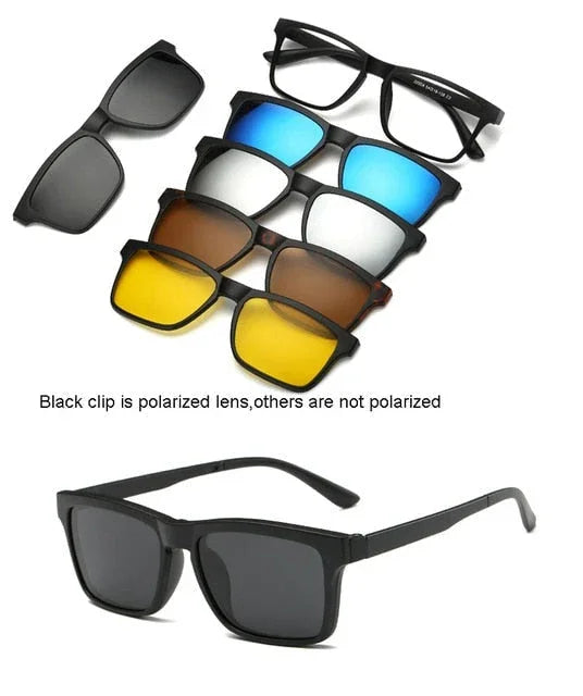 Óculos 6 em 1 com Lentes Magnéticas Intercambiáveis