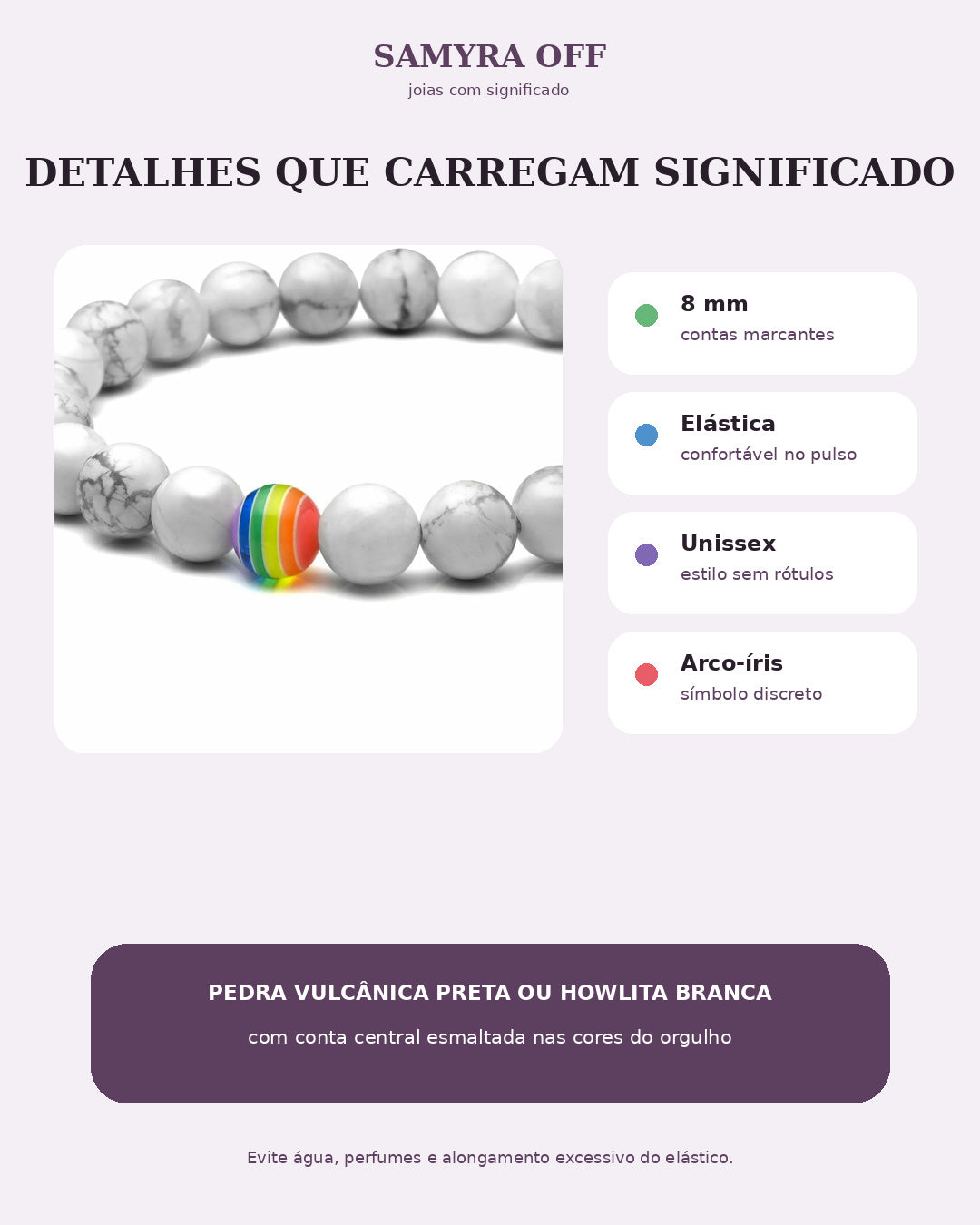 Pulseira Orgulho em Pedra Natural — Use Suas Cores