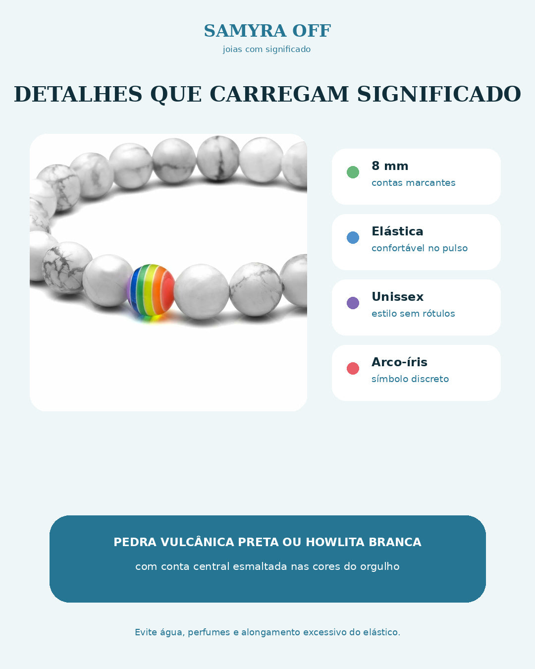 Pulseira Orgulho em Pedra Natural — Use Suas Cores