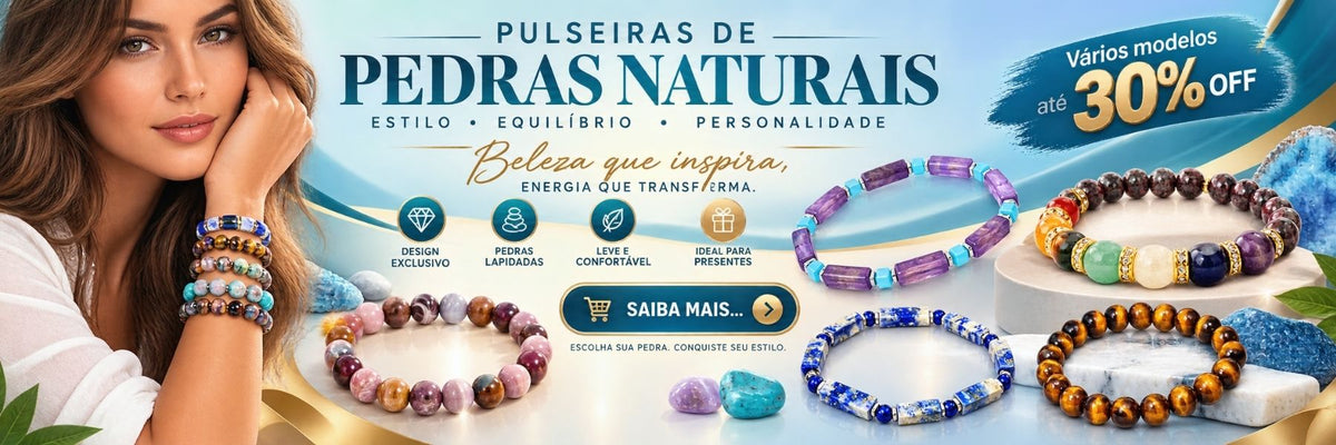 Pulseira de Ágata Botswana com Contas de Pedra Natural