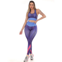 Conjunto Fitness Top e Calça Legging Esportiva Azul