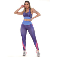 Conjunto Fitness Top e Calça Legging Esportiva Azul