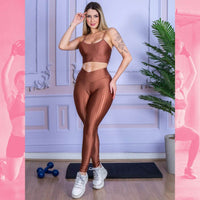 Conjunto de Malhar Feminino Calça Cós Cruzado + Top Alça 3D
