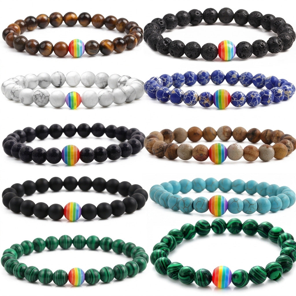 Pulseira Orgulho em Pedra Natural — 10 Cores