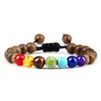 Pulseira 7 Chakras em Pedra Vulcânica e Olho de Tigre 8mm – Pulseira de Energia Unissex para Yoga e Meditação