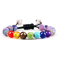 Pulseira 7 Chakras em Pedra Vulcânica e Olho de Tigre 8mm – Pulseira de Energia Unissex para Yoga e Meditação
