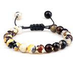 Pulseira Ajustável de Pedras Naturais 8mm – Ágata, Olho de Tigre e Mais Cores – Unissex