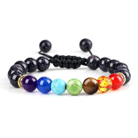 Pulseira 7 Chakras em Pedra Vulcânica e Olho de Tigre 8mm – Pulseira de Energia Unissex para Yoga e Meditação