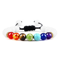 Pulseira 7 Chakras em Pedra Vulcânica e Olho de Tigre 8mm – Pulseira de Energia Unissex para Yoga e Meditação