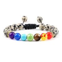 Pulseira 7 Chakras em Pedra Vulcânica e Olho de Tigre 8mm – Pulseira de Energia Unissex para Yoga e Meditação