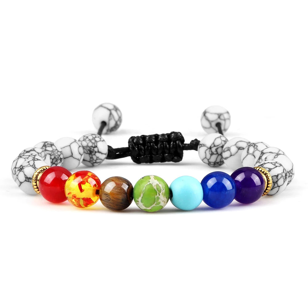 Pulseira 7 Chakras de pedra vulcânica e olho de tigre 8mm - foto 17