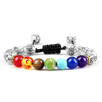 Pulseira 7 Chakras de pedra vulcânica e olho de tigre 8mm - foto 17