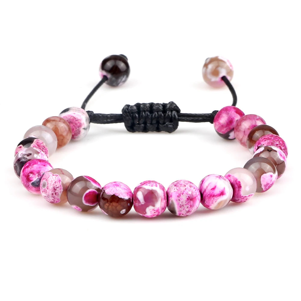 Pulseira Ajustável de Pedras Naturais 8mm – Ágata, Olho de Tigre e Mais Cores – Unissex