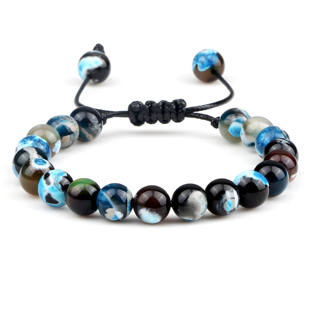 Pulseira Ajustável de Pedras Naturais 8mm – Ágata, Olho de Tigre e Mais Cores – Unissex