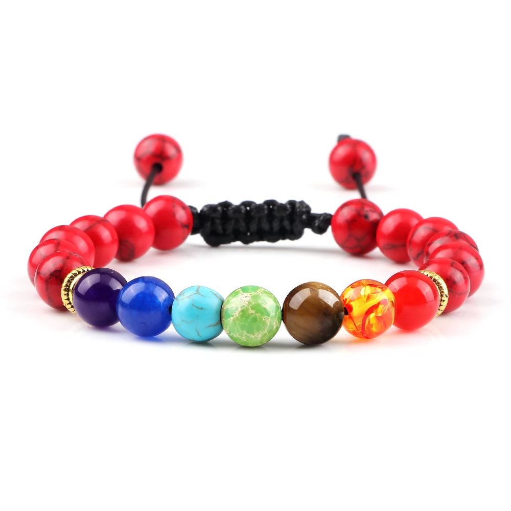 Pulseira 7 Chakras de pedra vulcânica e olho de tigre 8mm - foto 18