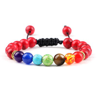 Pulseira 7 Chakras em Pedra Vulcânica e Olho de Tigre 8mm – Pulseira de Energia Unissex para Yoga e Meditação