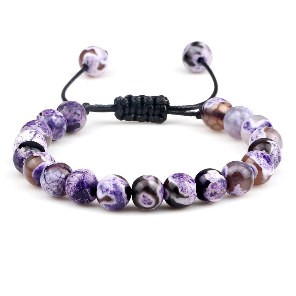 Pulseira Ajustável de Pedras Naturais 8mm – Ágata, Olho de Tigre e Mais Cores – Unissex