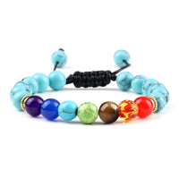 Pulseira 7 Chakras em Pedra Vulcânica e Olho de Tigre 8mm – Pulseira de Energia Unissex para Yoga e Meditação