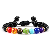Pulseira 7 Chakras em Pedra Vulcânica e Olho de Tigre 8mm – Pulseira de Energia Unissex para Yoga e Meditação