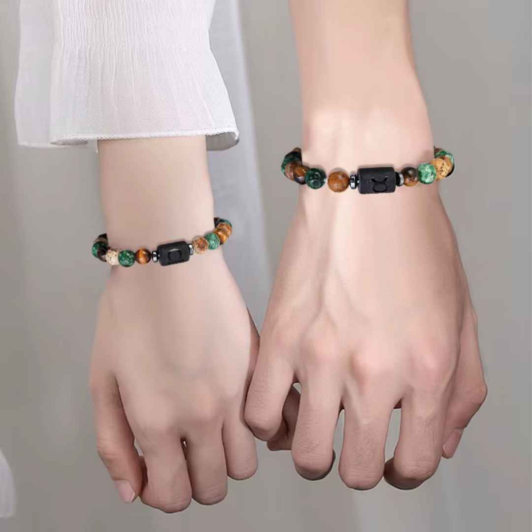 Pulseira dos Signos com Hematita e Olho-de-Tigre – 12 Signos