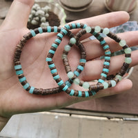 Conjunto de Pulseiras Masculinas com Contas Turquesa e Madeira – Estilo Havaiano Boho