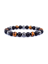 Pulseira Tripla Proteção com Olho de Tigre, Obsidiana e Pirita – Pedras Naturais 6mm