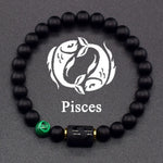 Pulseira dos Signos em Pedra Preta Fosca – 12 Signos