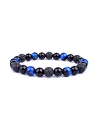 Pulseira Tripla Proteção com Olho de Tigre, Obsidiana e Pirita – Pedras Naturais 6mm