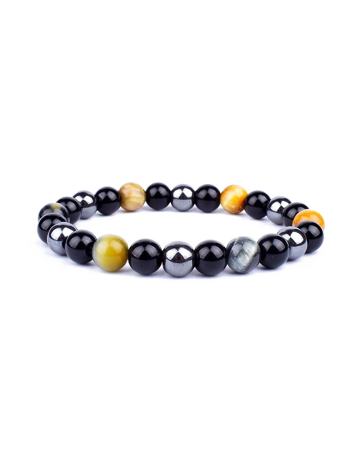 Pulseira Tripla Proteção com olho de tigre, obsidiana e pirita 6mm - foto 8