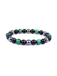 Pulseira Tripla Proteção com Olho de Tigre, Obsidiana e Pirita – Pedras Naturais 6mm