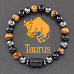 Pulseira dos Signos com Hematita e Olho-de-Tigre – 12 Signos